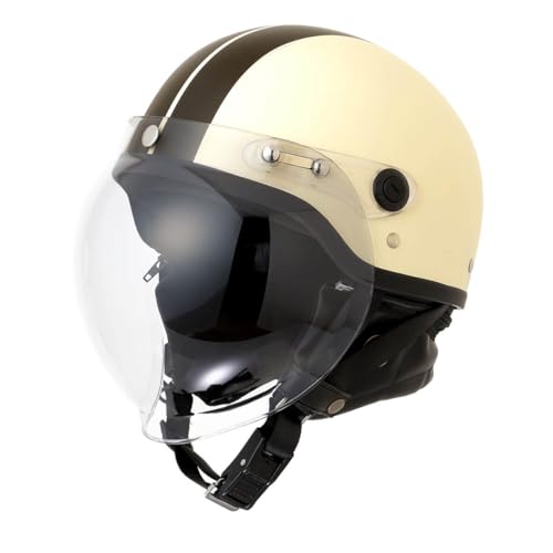 ISHINO SHOKAI バイク ヘルメット ハーフ シールド付き LBJ06 ISN21101 125ccまで対応 FS-JAPAN 石野商会 フリー(57～60cm未満程度) マットアイボリー/ブラウン